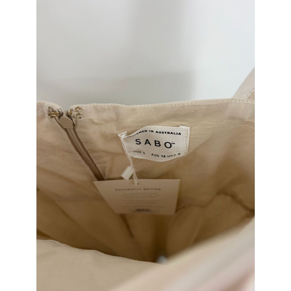Sabo Ricardo stone tan midi dress womens L NWT milkmaid nautical vacation resort - Picture 2 of 6